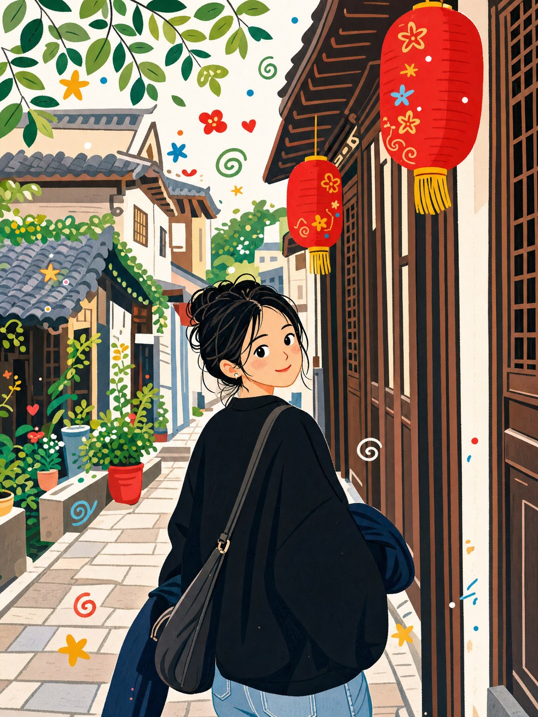 扁平民俗插画